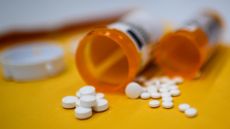 An image of opioid painkillers in a bottle.