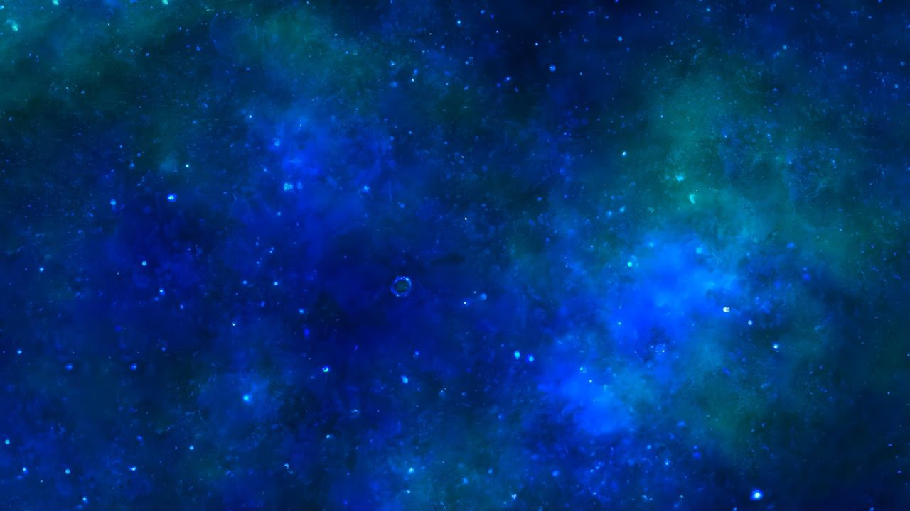 Blue abstract background with drawings of stars in the universe - stock photo