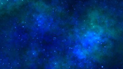 Blue abstract background with drawings of stars in the universe - stock photo