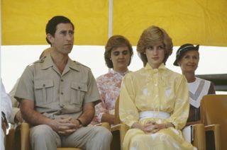 Diana, Princess of Wales and Prince Charles at their official welcome ceremony in Alice Springs