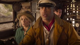 Dwayne Johnson and Emily Blunt in Jungle Cruise.