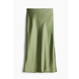 H&M green satin slip skirt 