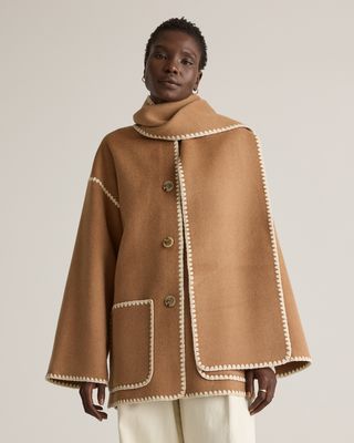 Double-Faced Merino Wool Scarf Coat