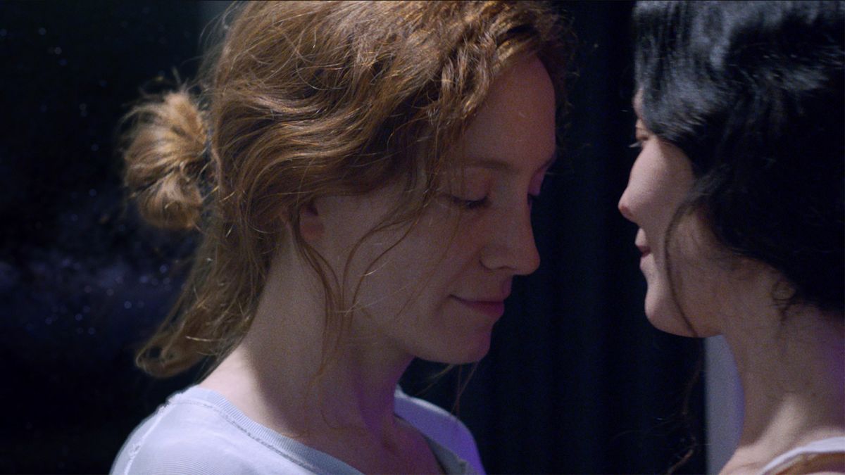 Still from the film "Aniara," featuring actors Emilie Jonsson and Bianca Cruzeiro.