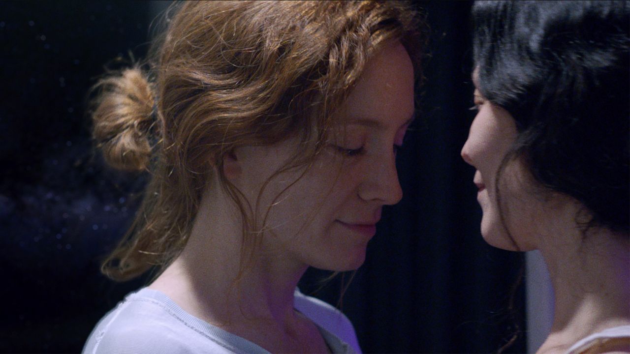Still from the film "Aniara," featuring actors Emilie Jonsson and Bianca Cruzeiro.