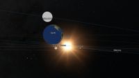 Still from an animation showing the close Earth flyby of the asteroid 2024 JN16 on May 14, 2024.