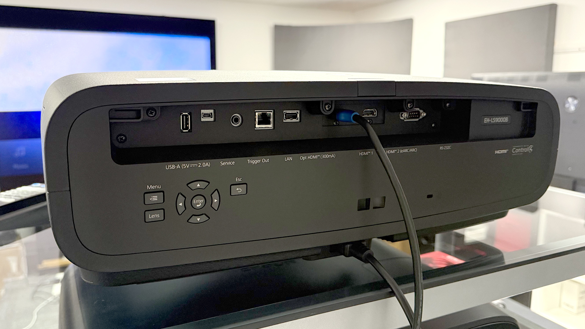 Epson EH-LS9000 home cinema projector showing rear connections