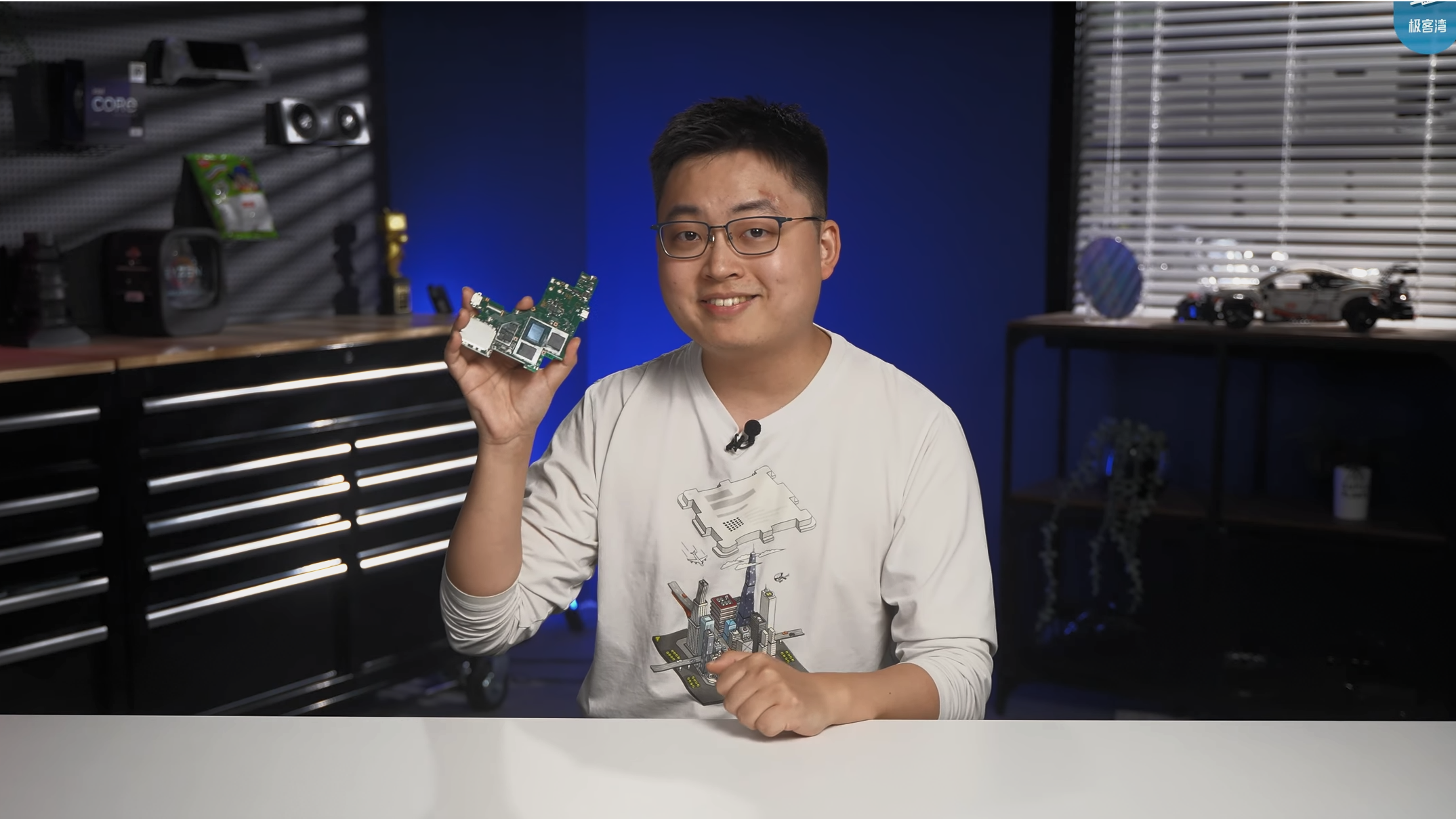 Geekerwan holding a Switch 2 engineering board