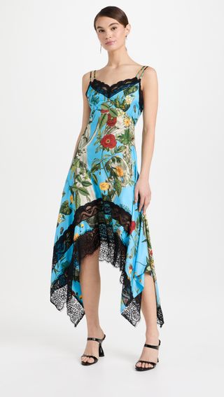 Printed Double Neckline Slip Dress