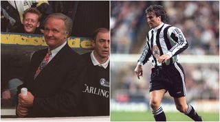 9 MAY 1994: COVENTRY MANAGER RON ATKINSON SMILES AS HE WATCHES HIS TEAM WIN OVER TOTTENHAM HOTSPUR IN THEIR FA PREMIERSHIP MATCH AT WHITE HART LANE, LONDON. Mandatory Credit: Anton Want/ALLSPORT