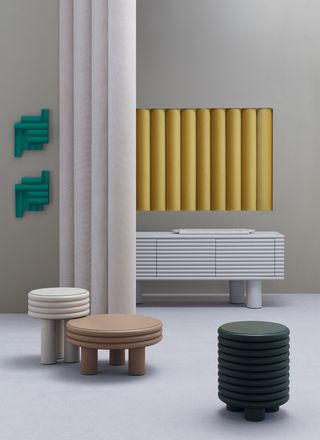 Ribbed design on furniture pieces