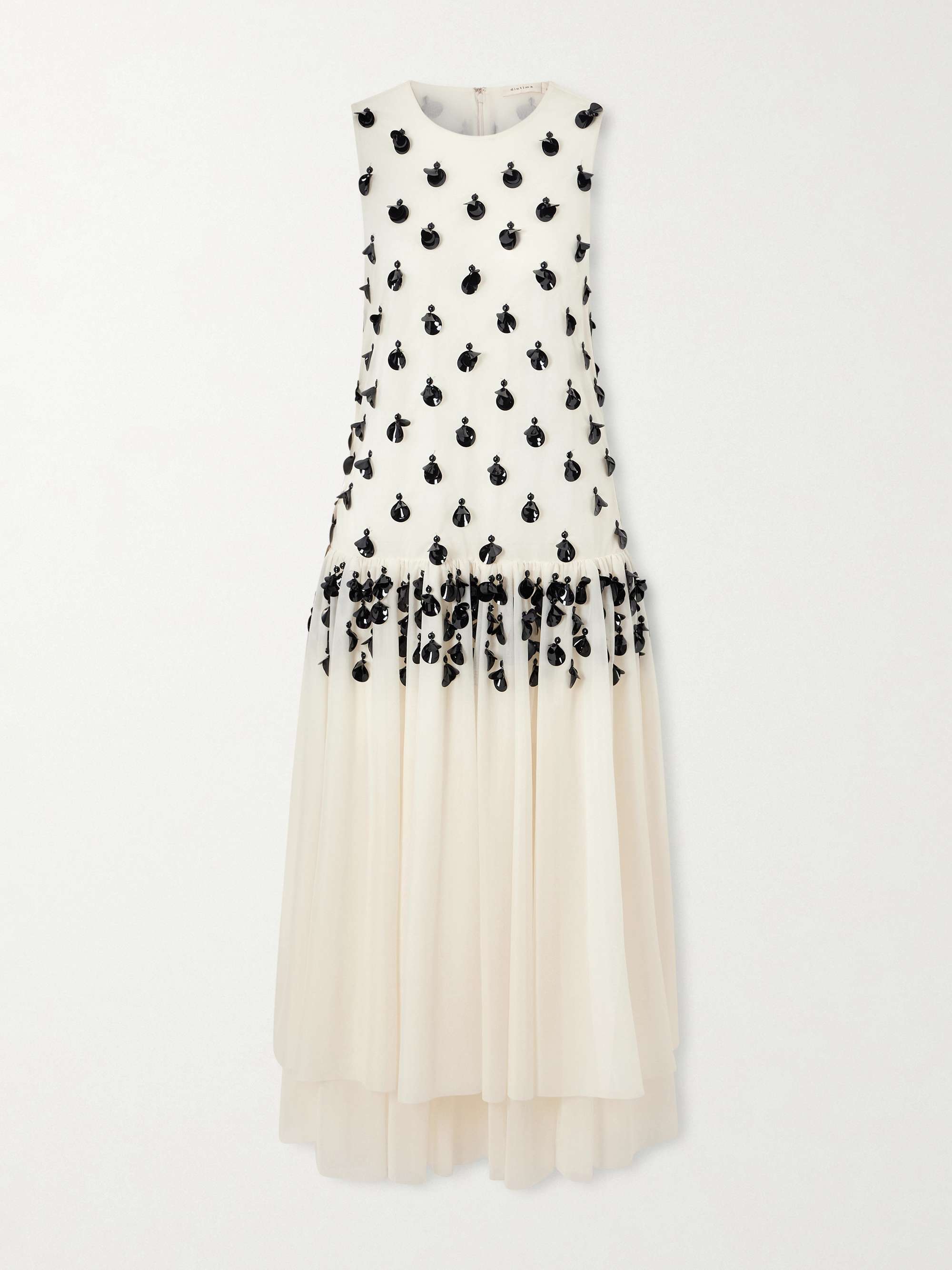 Embellished Pleated Organza Midi Dress