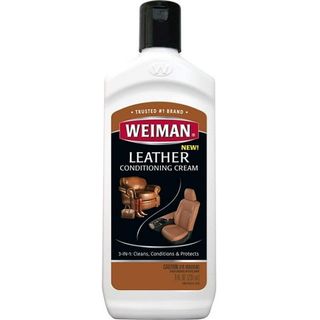 Weiman 3 in 1 Deep Leather Conditioner Cream - 8 Fl Oz (plus Microfiber Cloth) - Restores Leather Surfaces - Use on Leather Furniture, Car Seats, Shoes, Bags, Jackets, Saddles