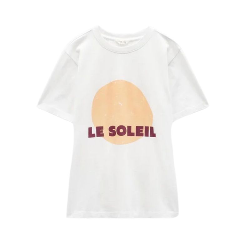 A cut out of a graphic T-shirt from Hush that says Le Soleil
