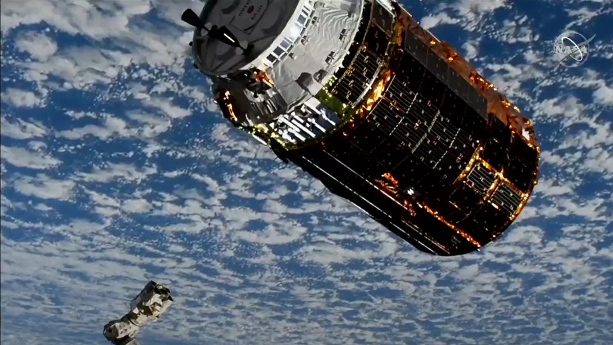 The HTV-9 cargo ship arrives at the International Space Station on May 25, 2020 to deliver more than 4 tons of supplies on the final HTV flight by the Japan Aerospace Exploration Agency (JAXA).