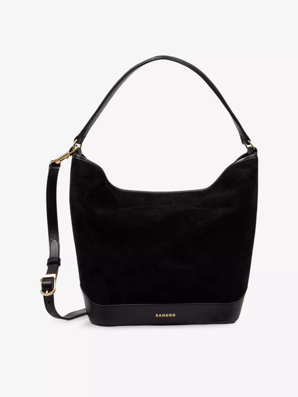 Logo-Embossed Suede Shopper Tote