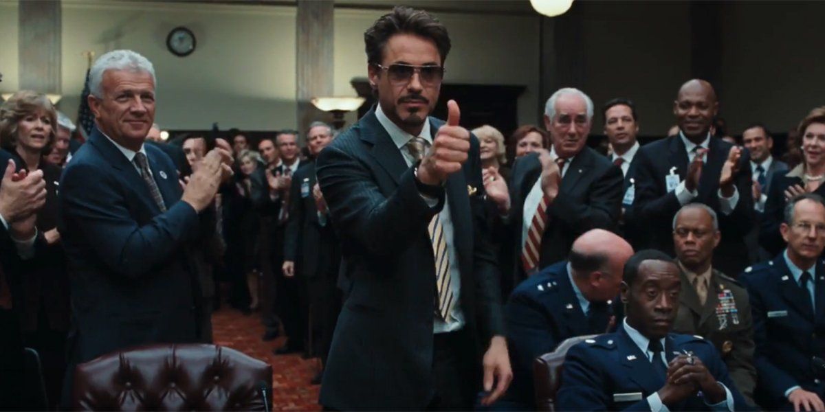 Tony Stark at his congressional hearing in Iron Man 2