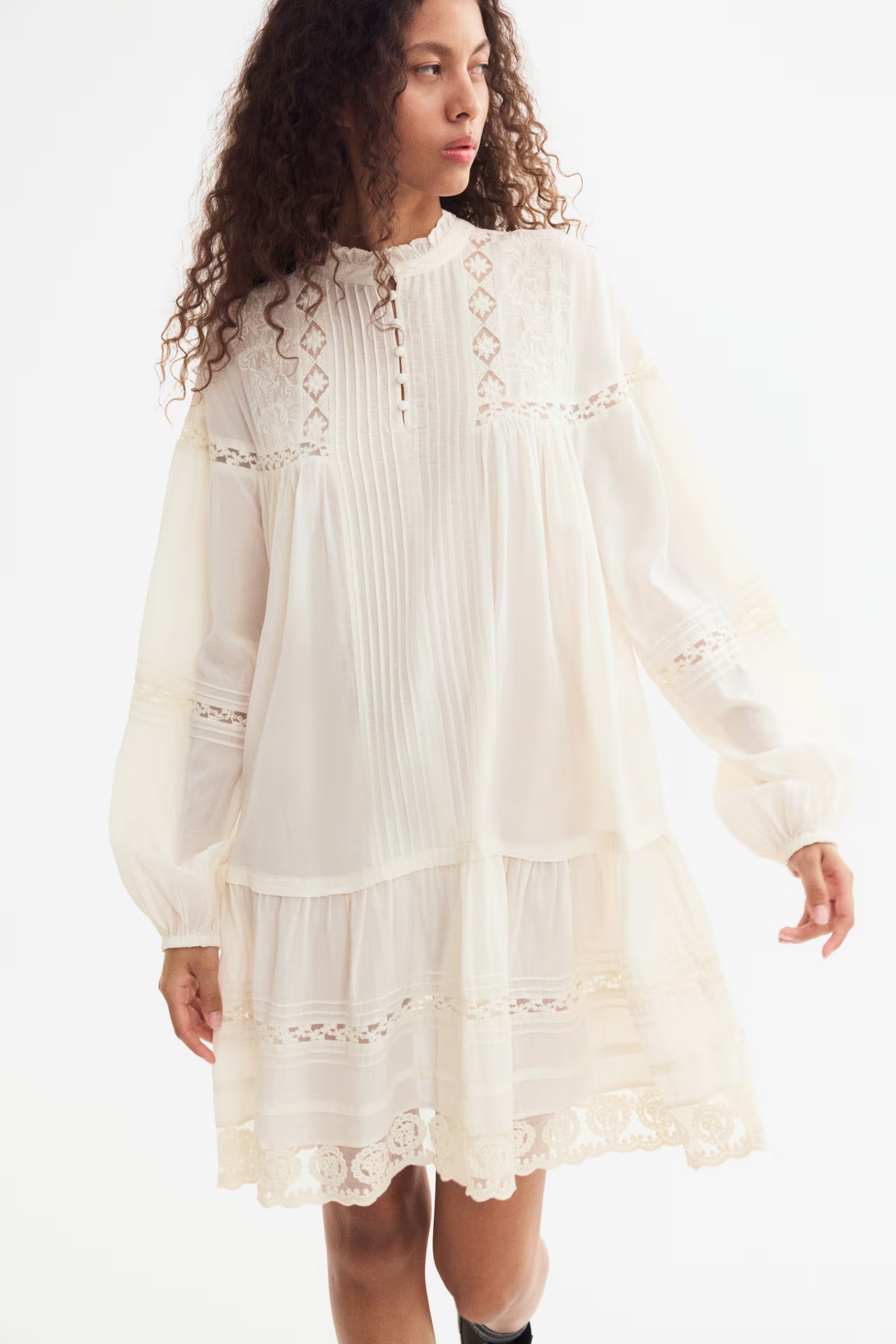 H&amp;amp;M, Lace-Trimmed Tunic Dress