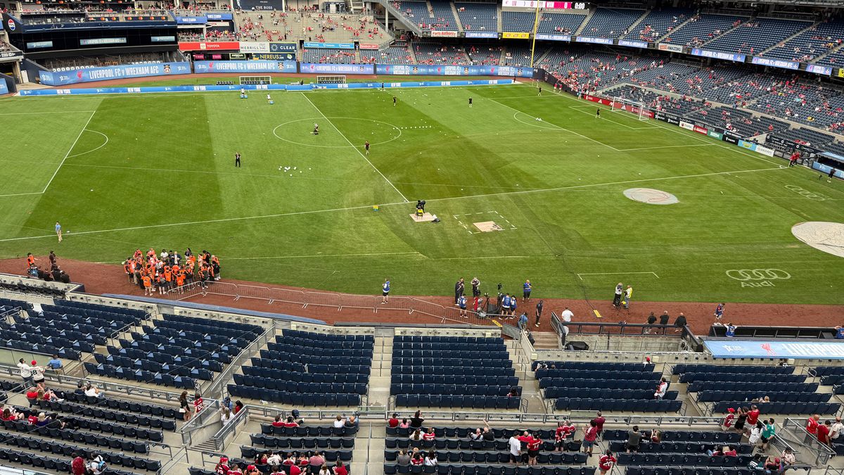 Yankee Stadium converted into a makeshift football pitch