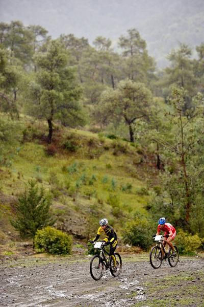 Two racers in the Afxentia stage race.
