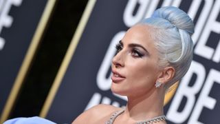 Lady Gaga wearing blue hair trend