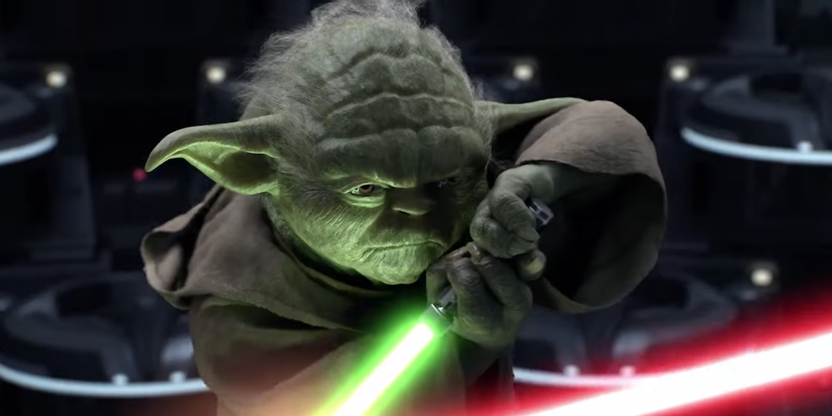 Yoda fighting Palpatine