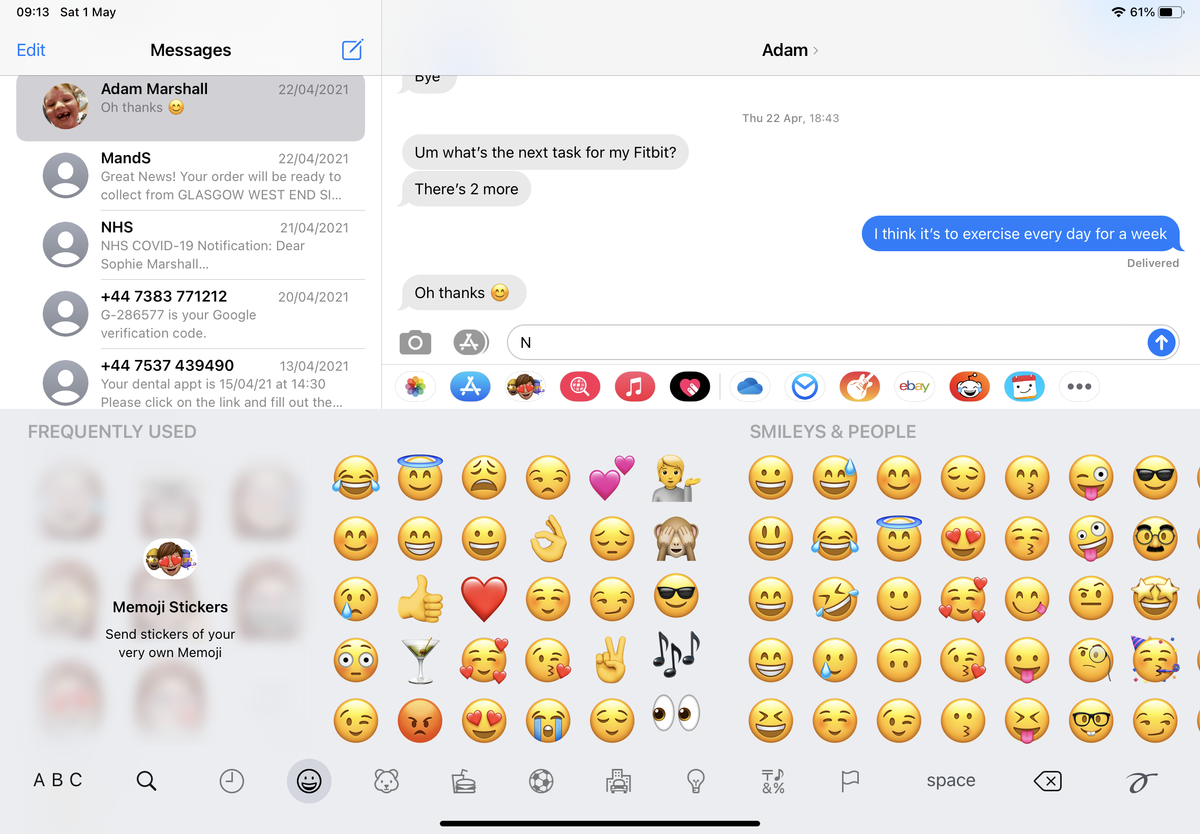 Messages with emojis