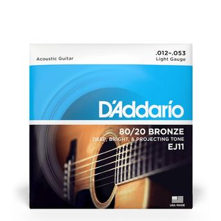 A pack of D'Addario EJ11 80/20 Bronze acoustic guitar strings