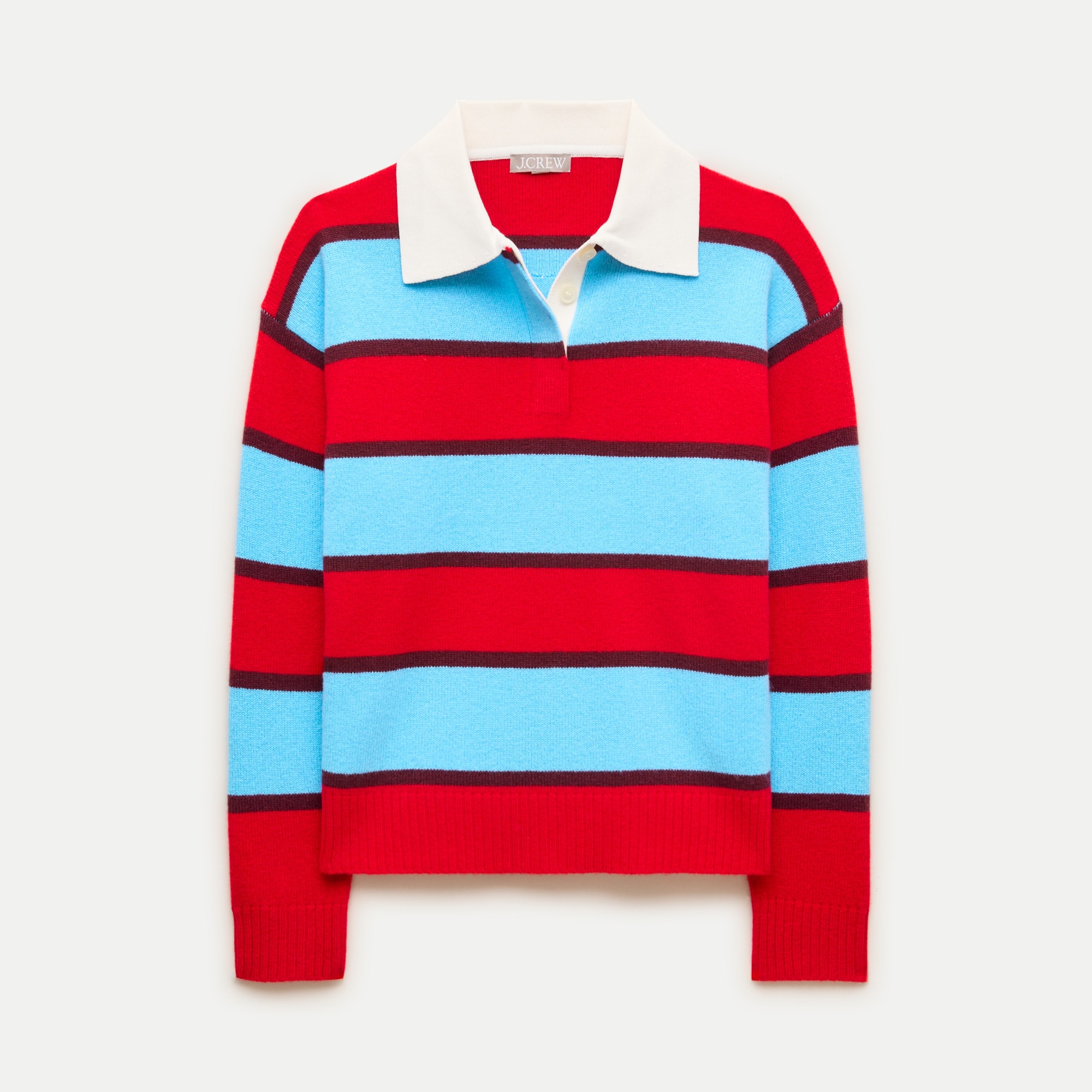 Relaxed Sweater-Polo in Vintage Wool Stripe