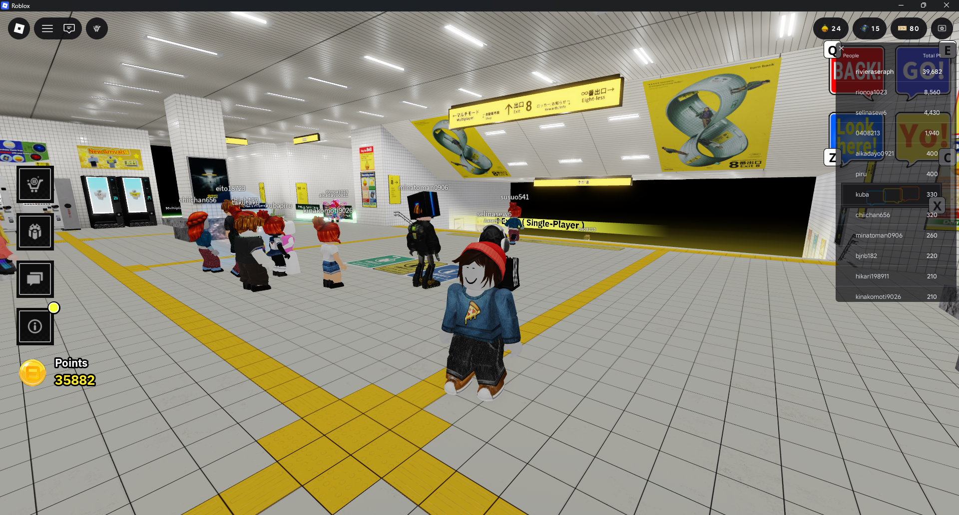 The lobby in The Exit 8 Roblox game