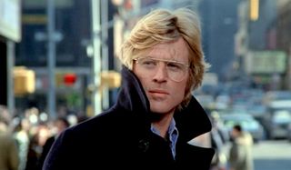 Three Days of the Condor Robert Redford out on the street, with his coat collar turned up
