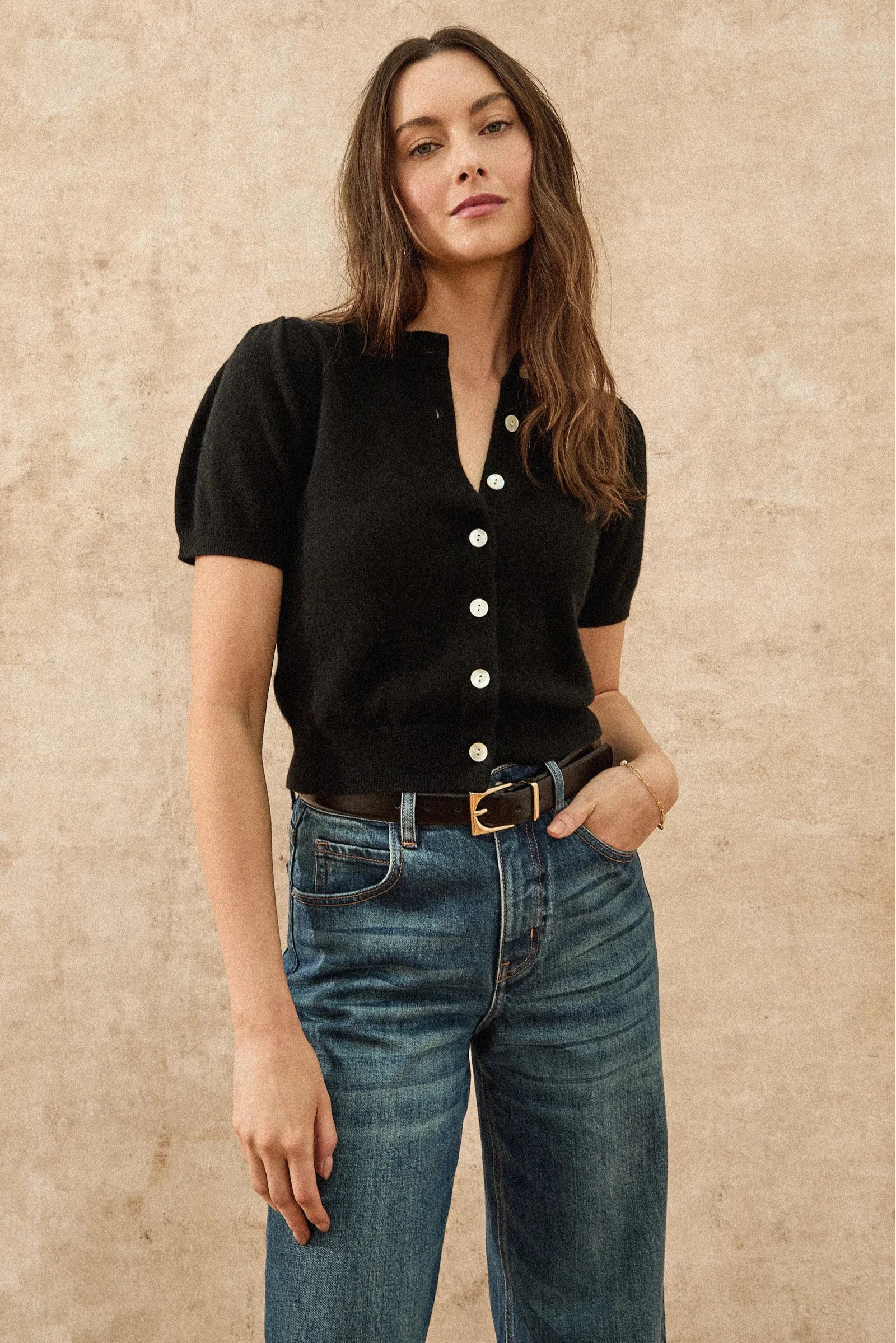 Ivory short sleeve knit