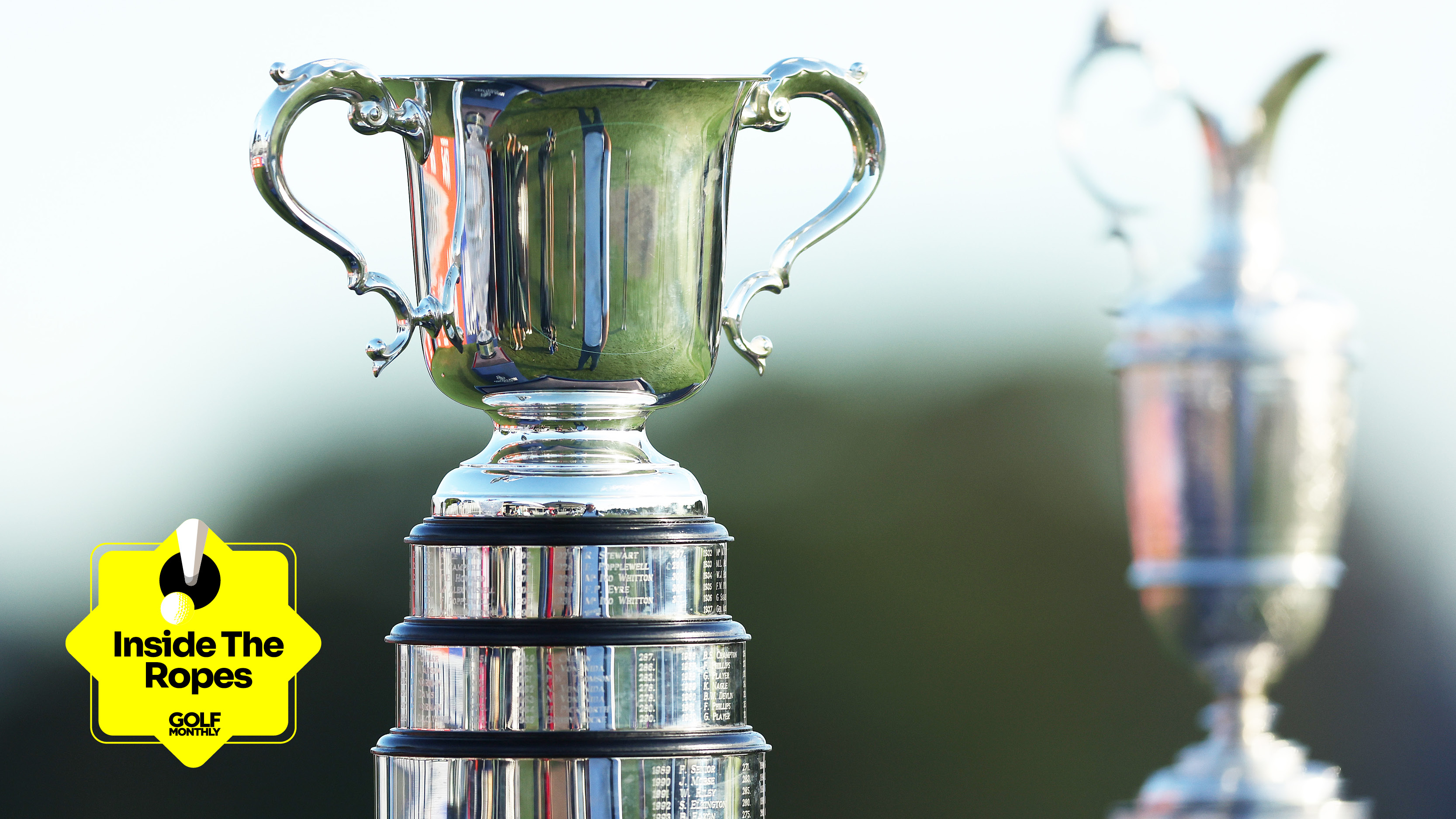 Main image of the Stonehaven Cup in focus with the Claret Jug blurred out in the background