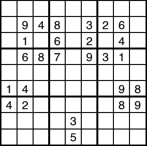 An unsolved sudoku.