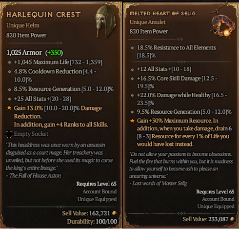 Diablo 4 rarest uniques