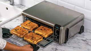 toaster oven with tray of toast