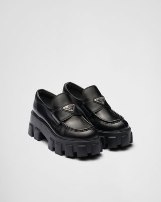 Brushed Leather Monolith Loafers