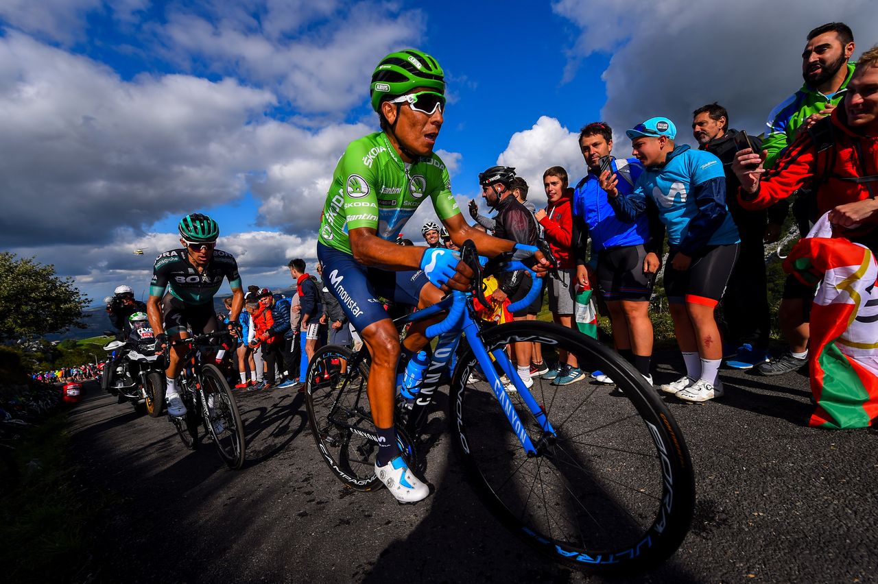 Nairo Quintana (Movistar) tackles Los Machucos on stage 13