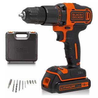 black and orange drill with bits 