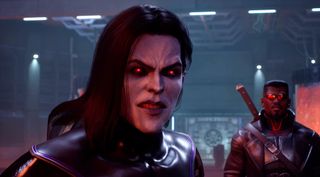 A close-up of Morbius and Blade in Marvel's Midnight Suns.