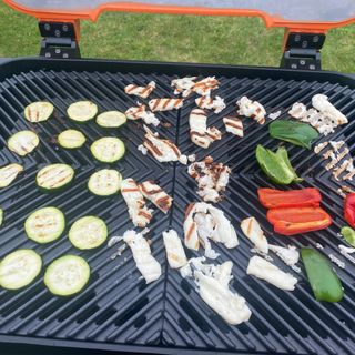 Cooking veggies and halloumi on Everdure Force