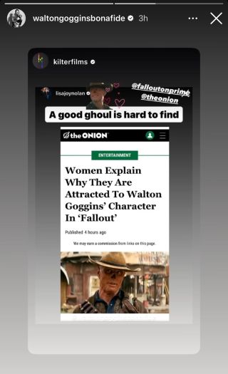 Walton Goggins responds to a funny headline on The Onion about Fallout.
