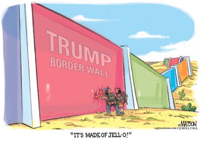 Political cartoon U.S. Trump negotiations immigration deal border wall