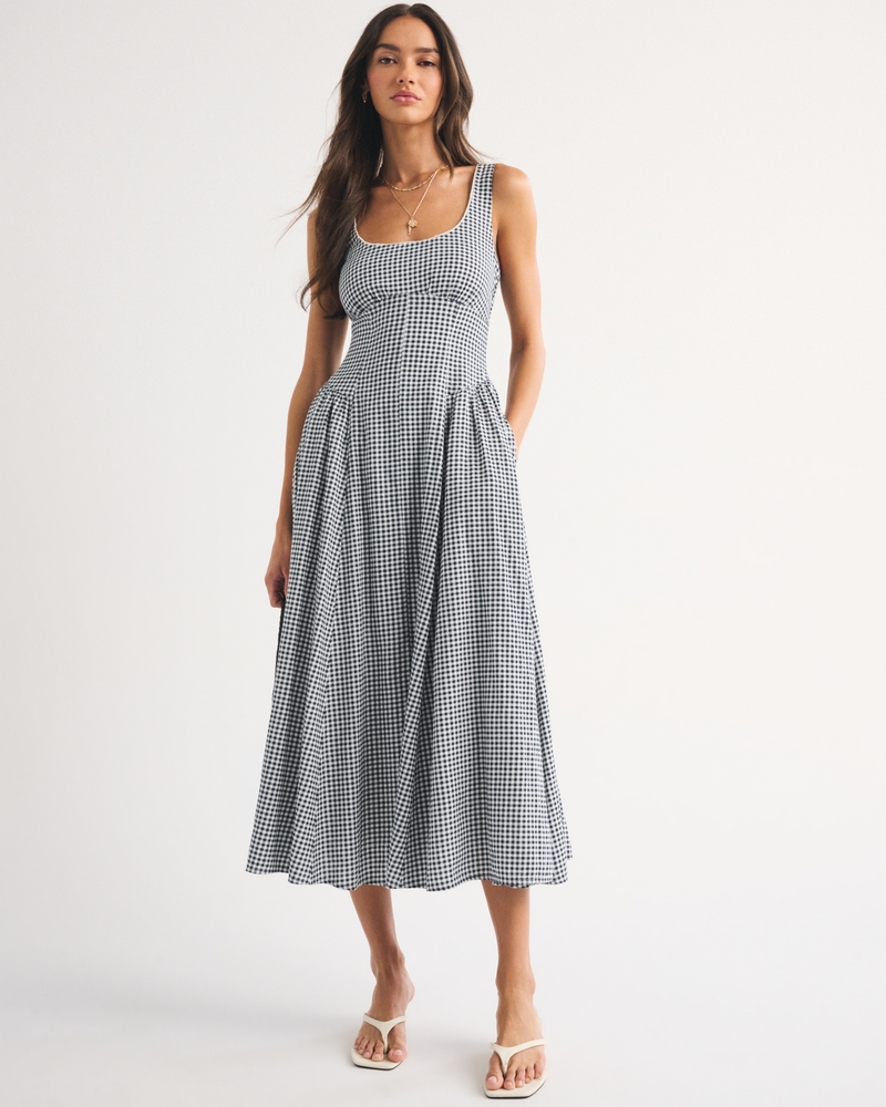 Linen-Blend A&amp;f Bra-Free Dylan Midi Dress