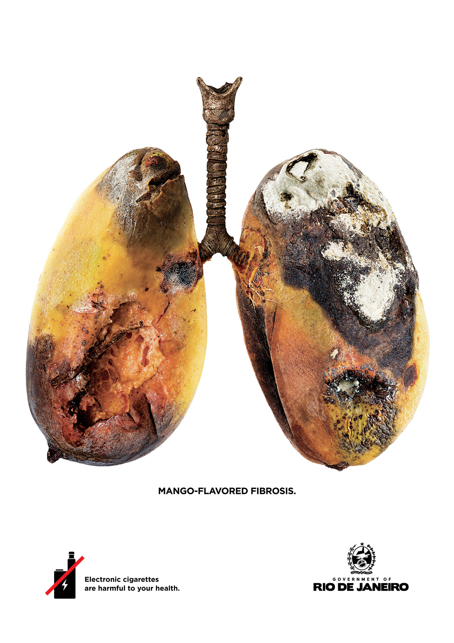 Anti-vaping ads showing rotten fruit as lungs