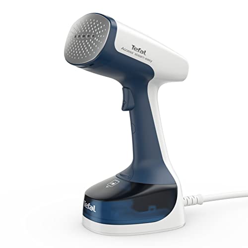 Tefal Access Steam Easy Handheld Clothes Steamer, 1400w, Steam Output Up to 25 G/min, Rapid 15-Second Heat-Up, Lightweight, Door Hook, Dt7170g0,white &amp;amp; Blue