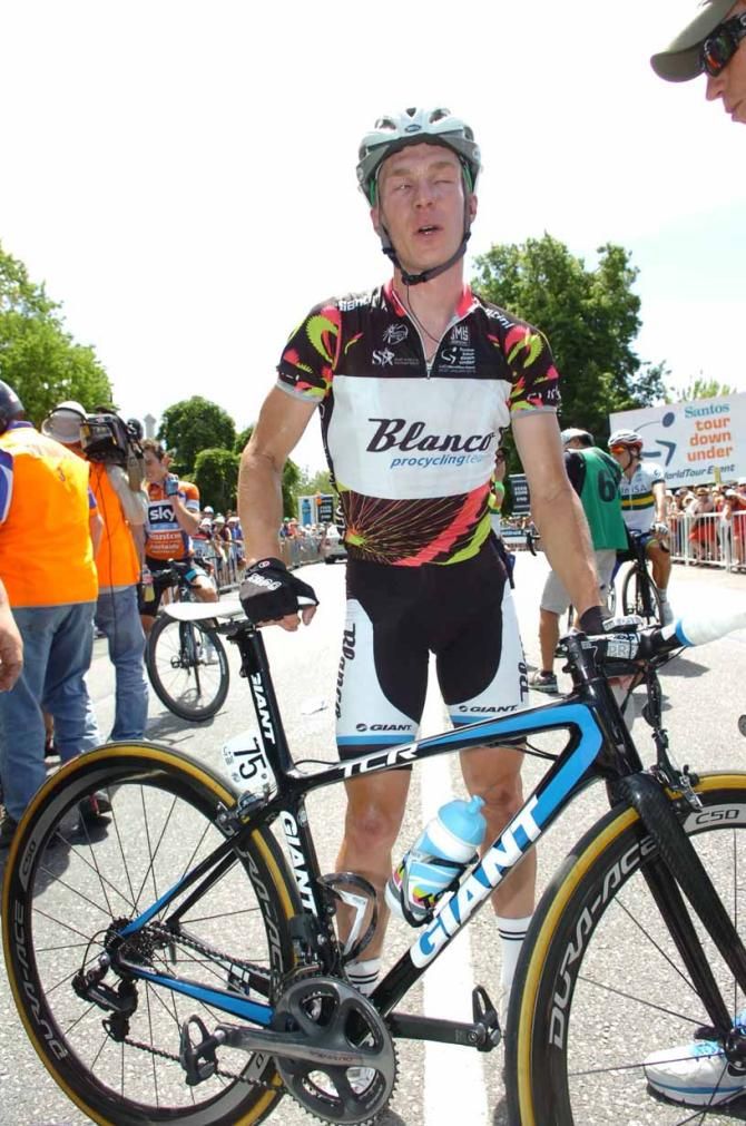 Tom Jelte Slagter (Blanco) after winning stage 3 of the Tour Down Under.