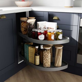 pull out corner unit in dark grey kitchen