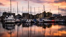 The sun sets over Nairn Harbour, Scotland
