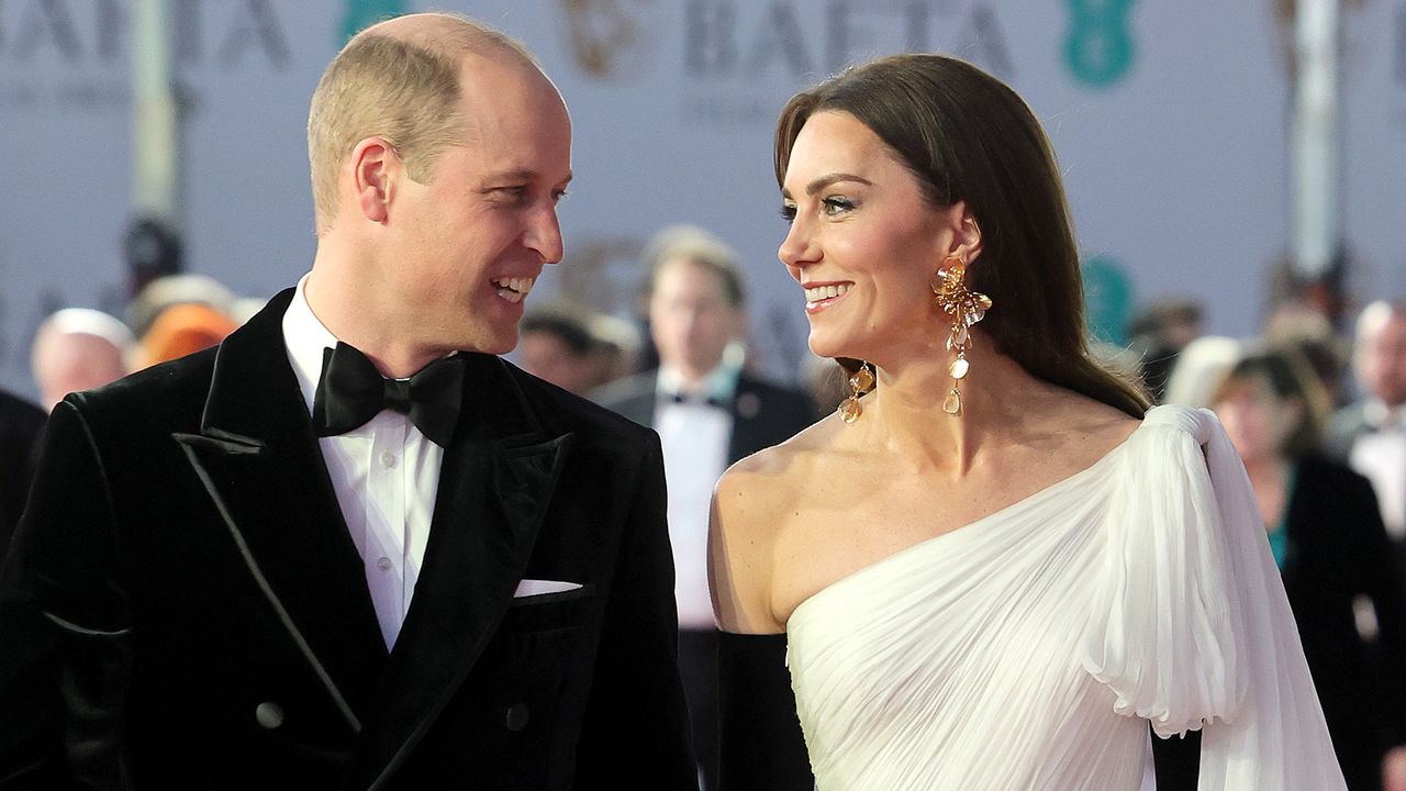 Prince William and Kate Middleton attend the EE BAFTA Film Awards 2023 at The Royal Festival Hall on February 19, 2023 in London, England